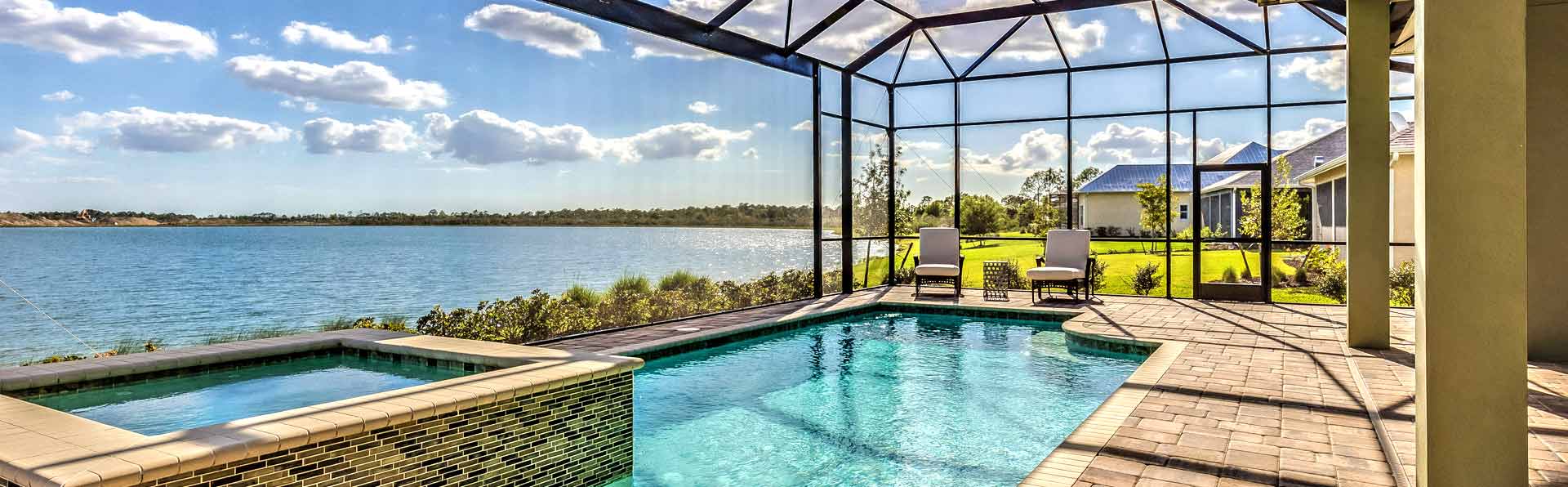 Screened-In Pool overlooking a lake